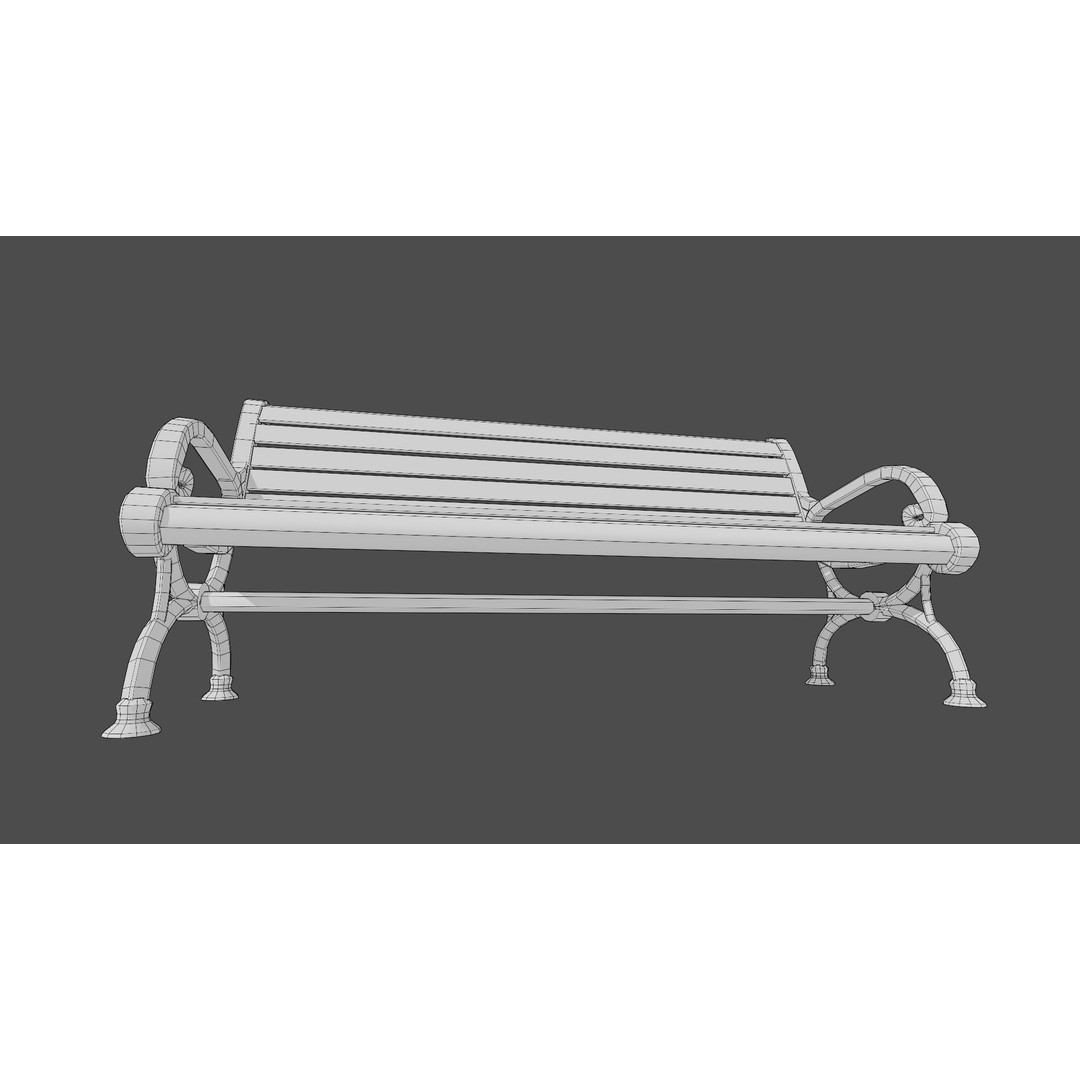Victorian Street Bench 3D Model – Low Poly Game-Ready Asset, FBX & OBJ - View 14