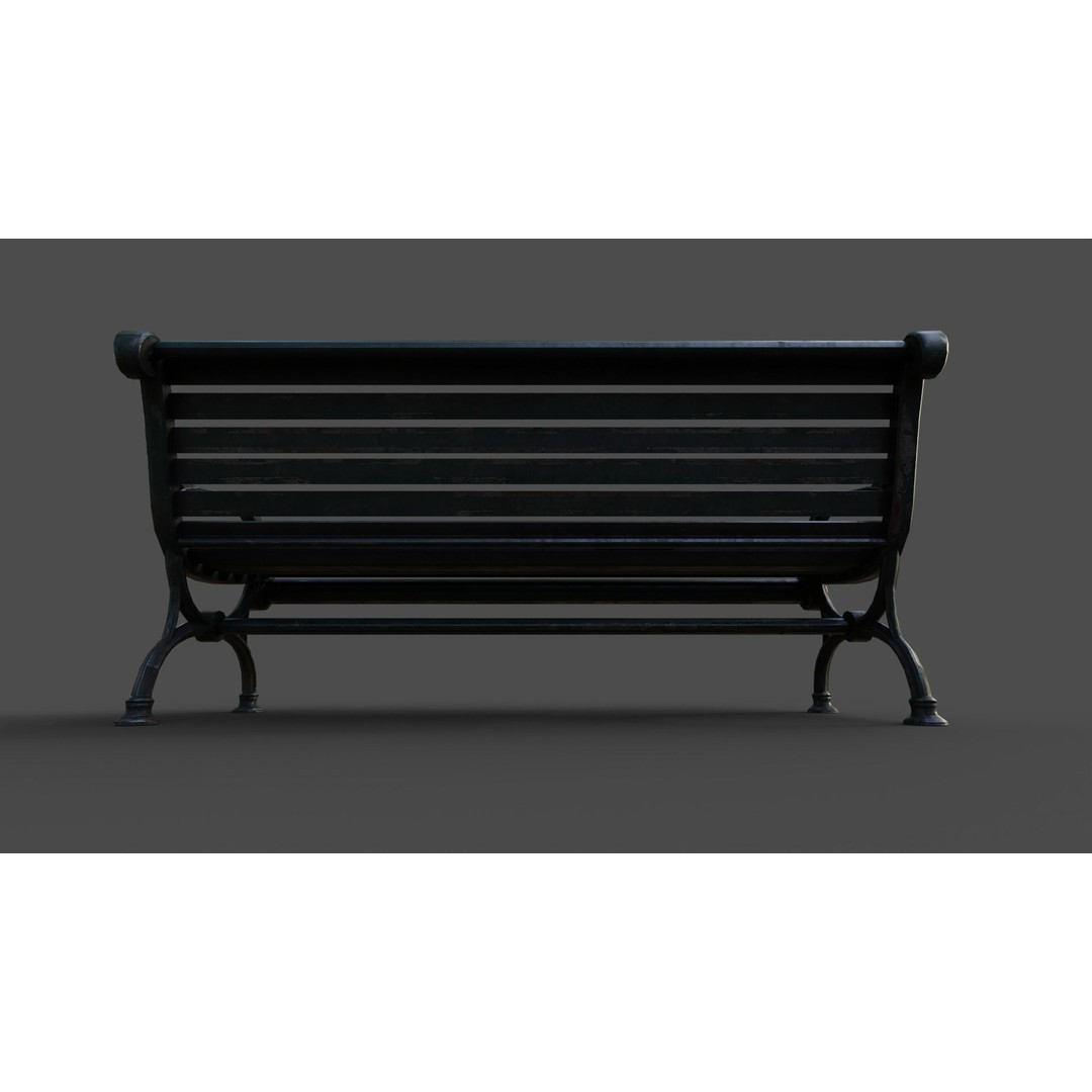 Victorian Street Bench 3D Model – Low Poly Game-Ready Asset, FBX & OBJ - View 15