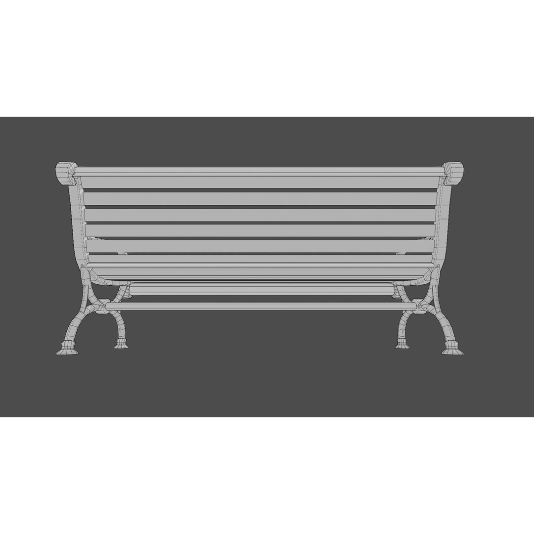 Victorian Street Bench 3D Model – Low Poly Game-Ready Asset, FBX & OBJ - View 16