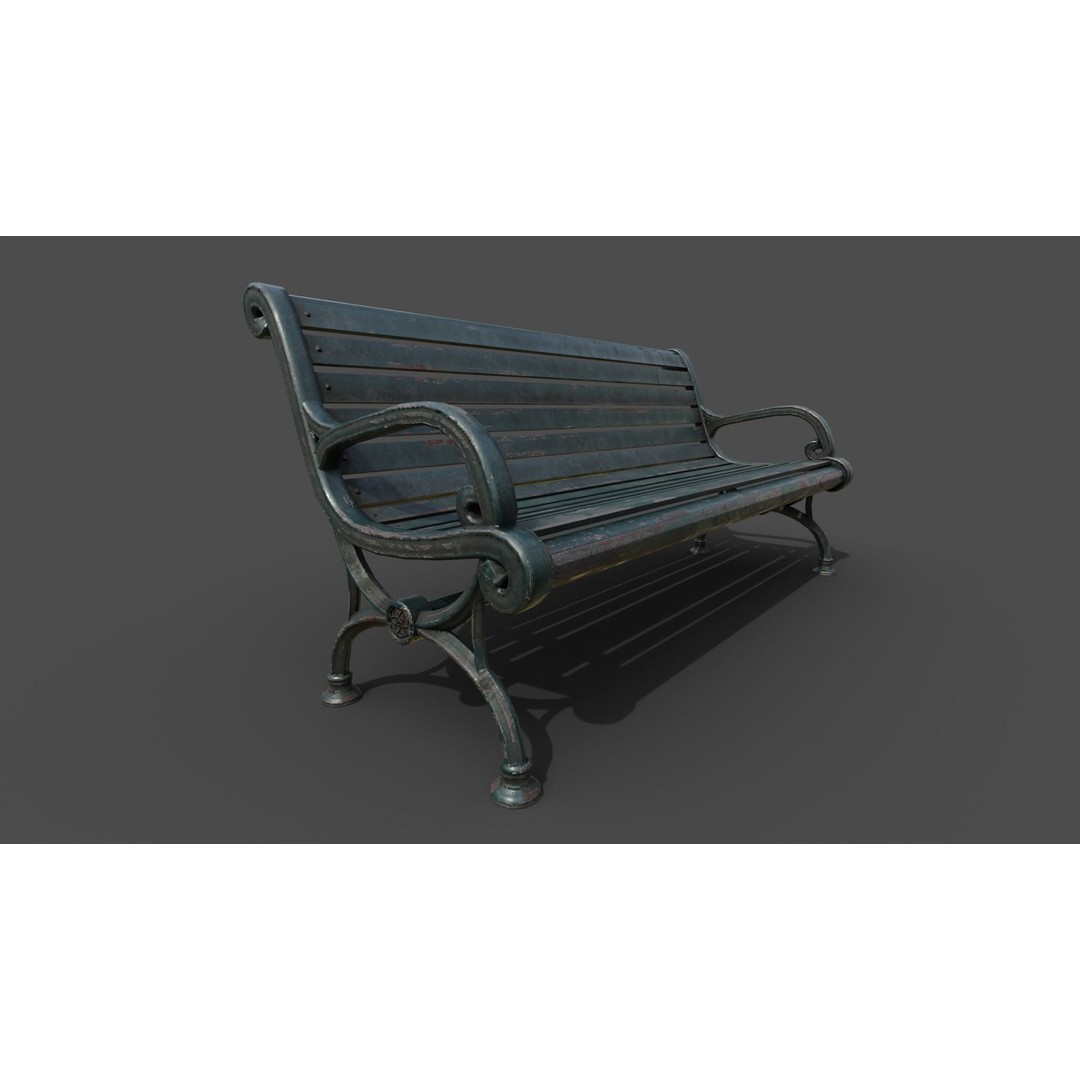 Victorian Street Bench 3D Model – Low Poly Game-Ready Asset, FBX & OBJ - View 17