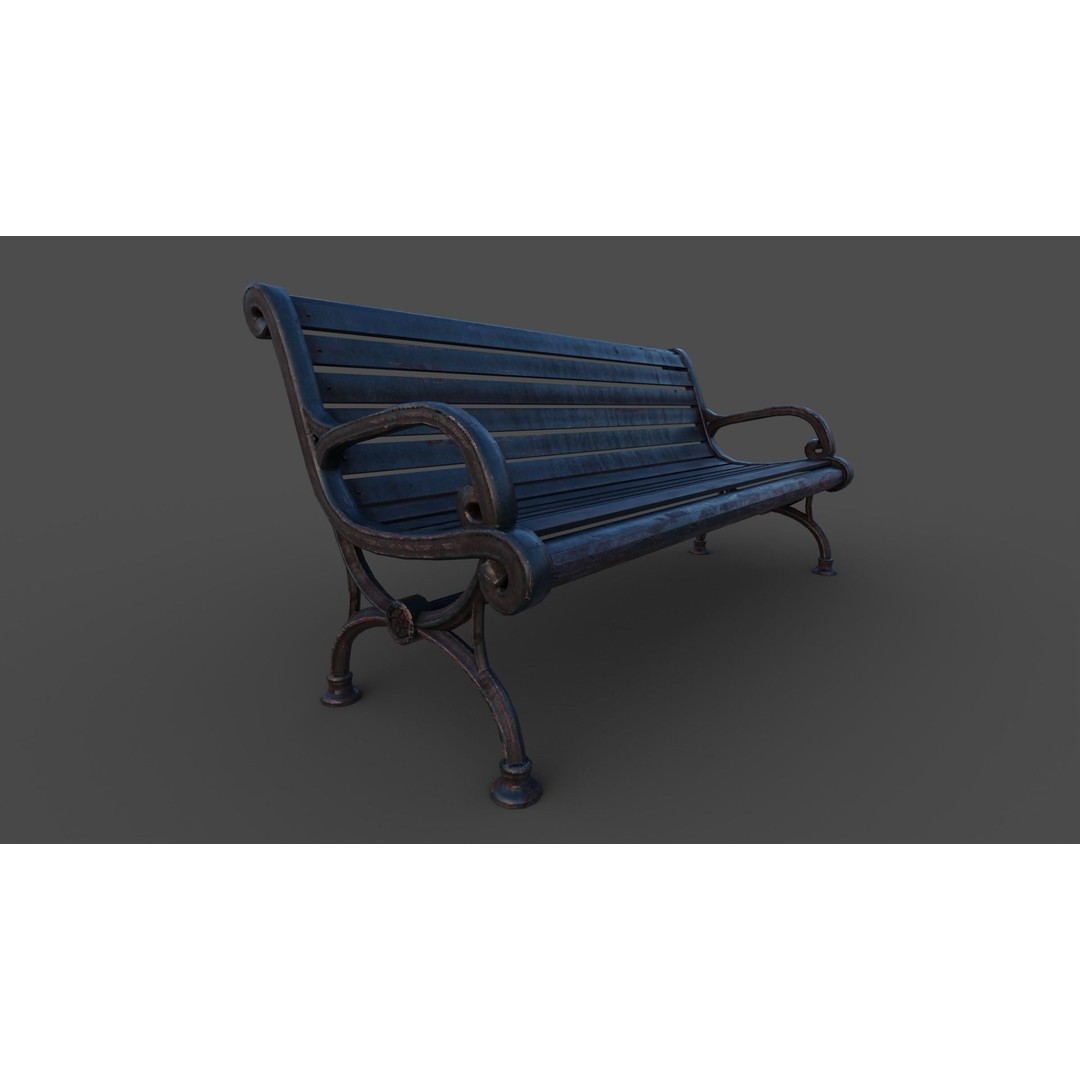 Victorian Street Bench 3D Model – Low Poly Game-Ready Asset, FBX & OBJ - View 18