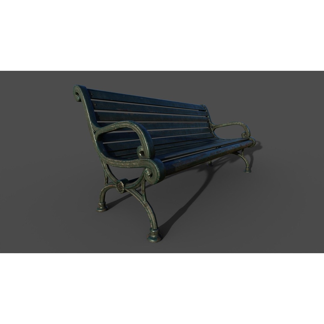 Victorian Street Bench 3D Model – Low Poly Game-Ready Asset, FBX & OBJ - View 19