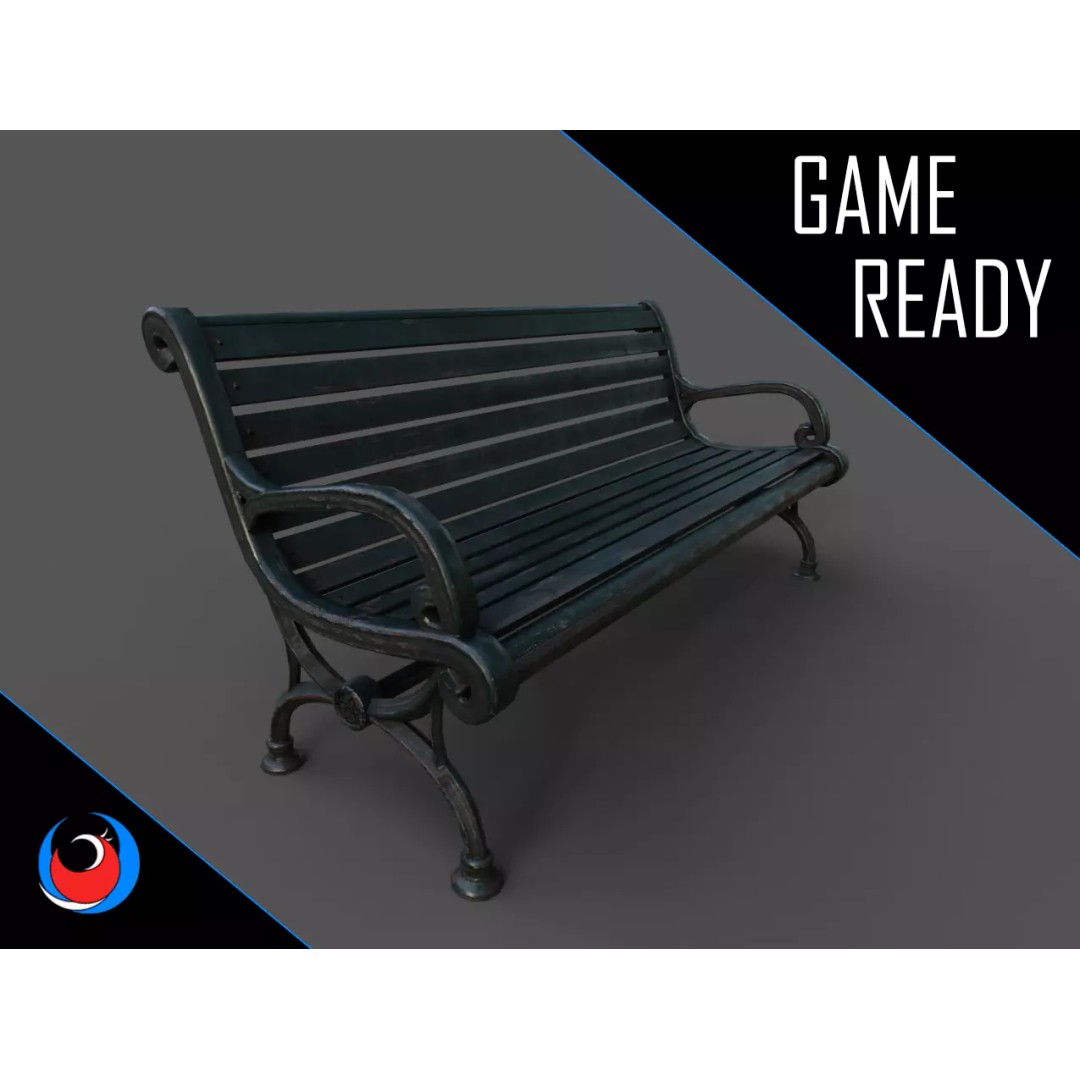 Victorian Street Bench 3D Model – Low Poly Game-Ready Asset, FBX & OBJ - View 2