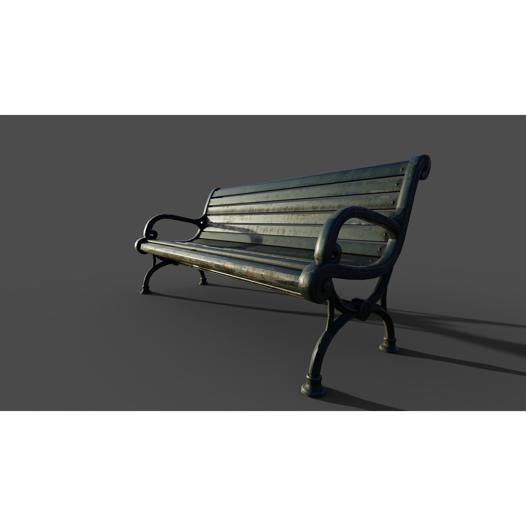 Victorian Street Bench 3D Model – Low Poly Game-Ready Asset, FBX & OBJ - View 20