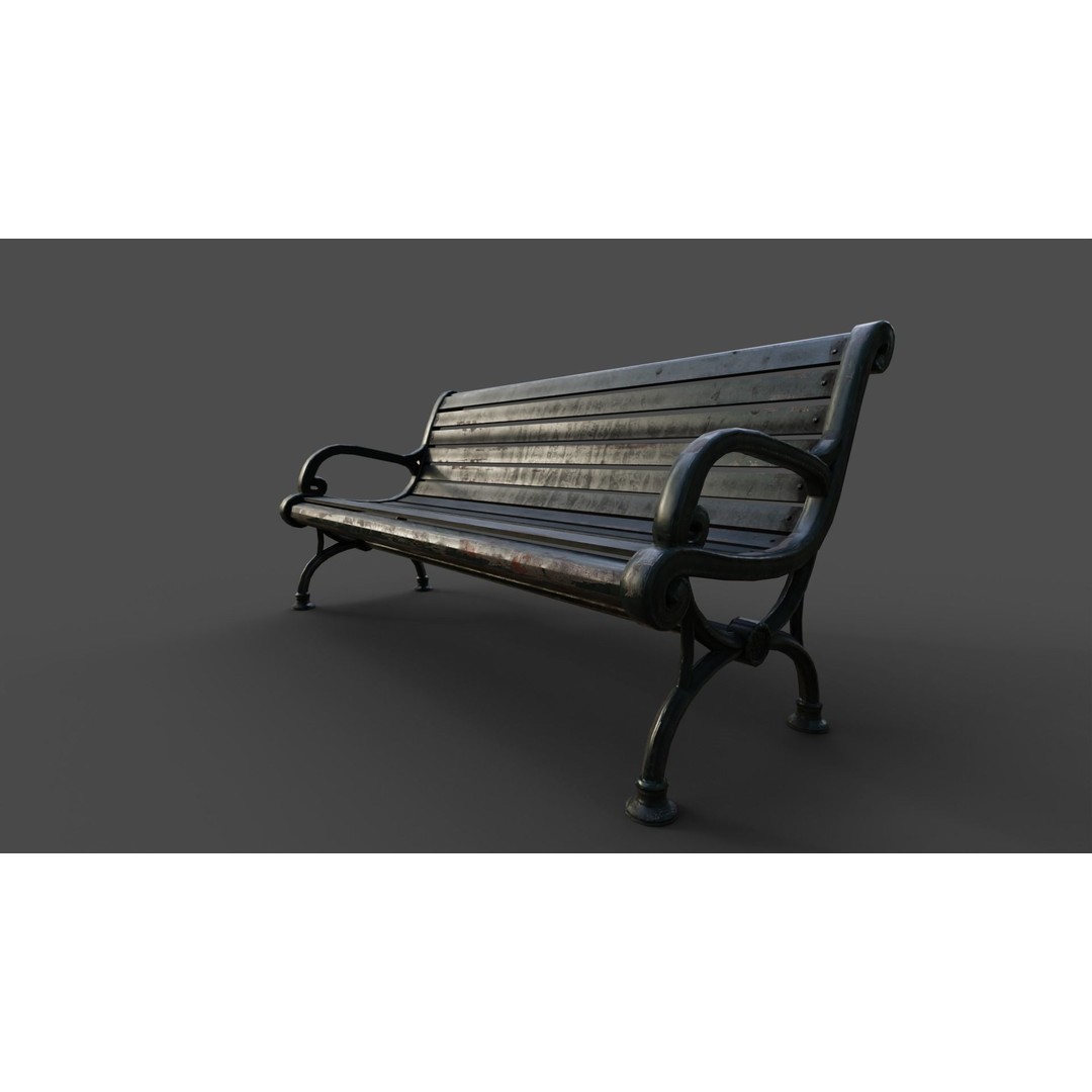 Victorian Street Bench 3D Model – Low Poly Game-Ready Asset, FBX & OBJ - View 21