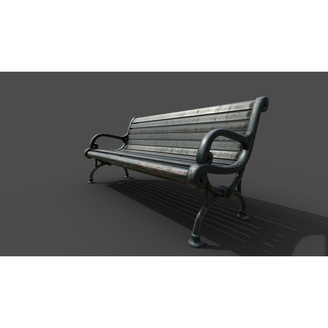 Victorian Street Bench 3D Model – Low Poly Game-Ready Asset, FBX & OBJ - View 22