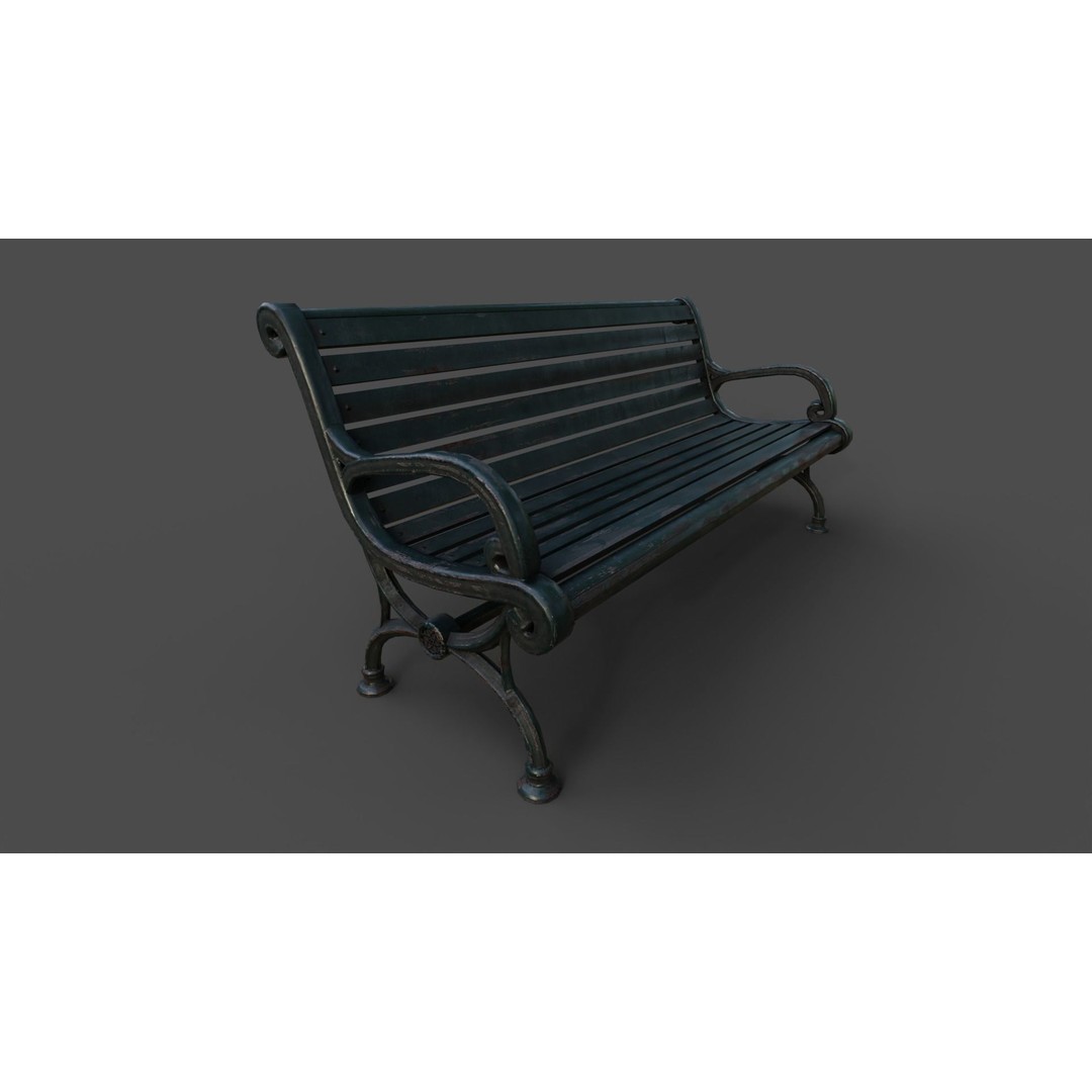Victorian Street Bench 3D Model – Low Poly Game-Ready Asset, FBX & OBJ - View 3