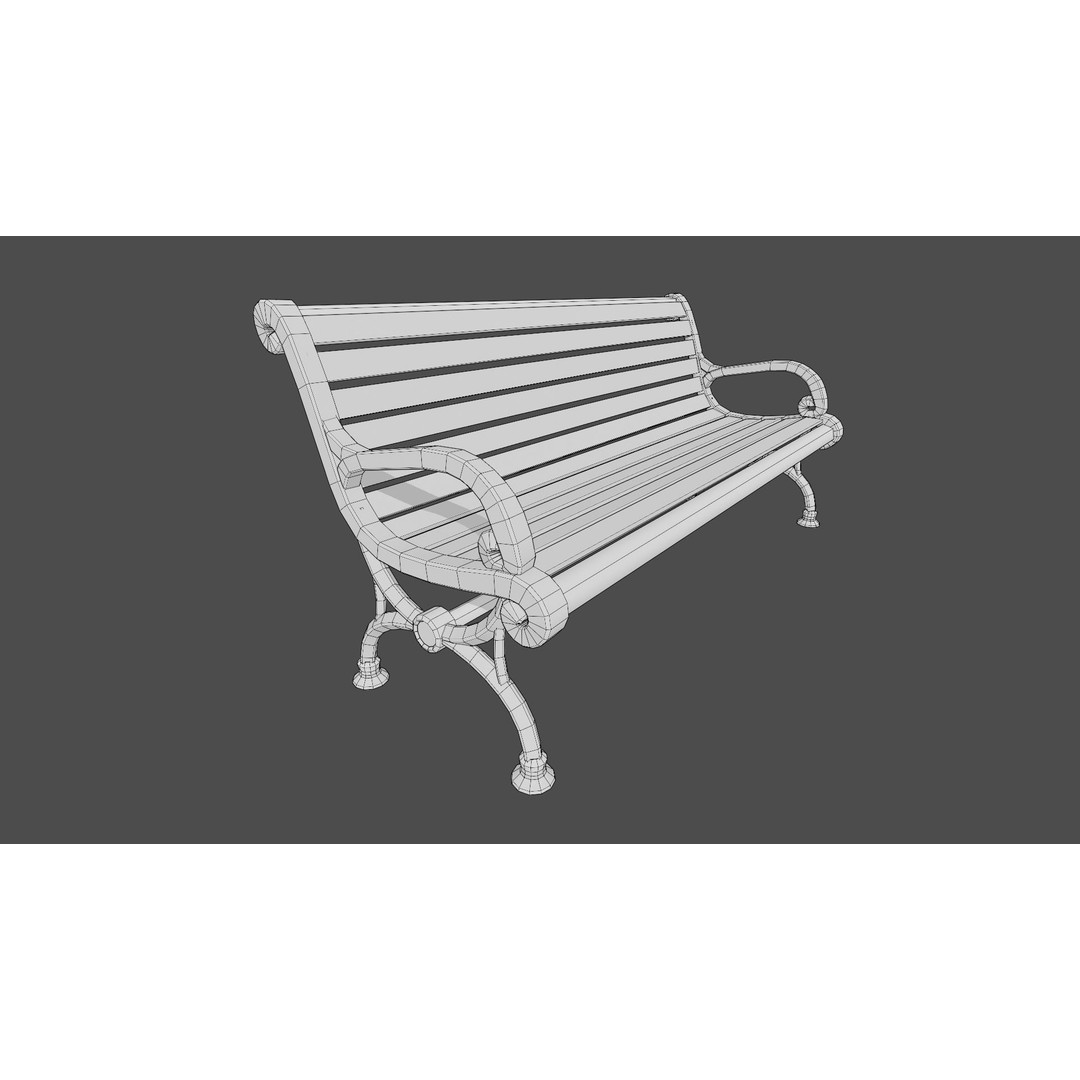 Victorian Street Bench 3D Model – Low Poly Game-Ready Asset, FBX & OBJ - View 4