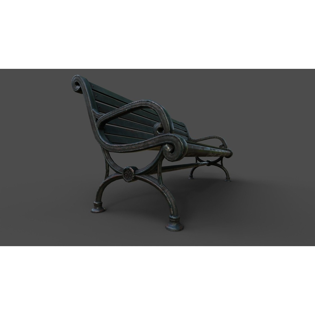 Victorian Street Bench 3D Model – Low Poly Game-Ready Asset, FBX & OBJ - View 5