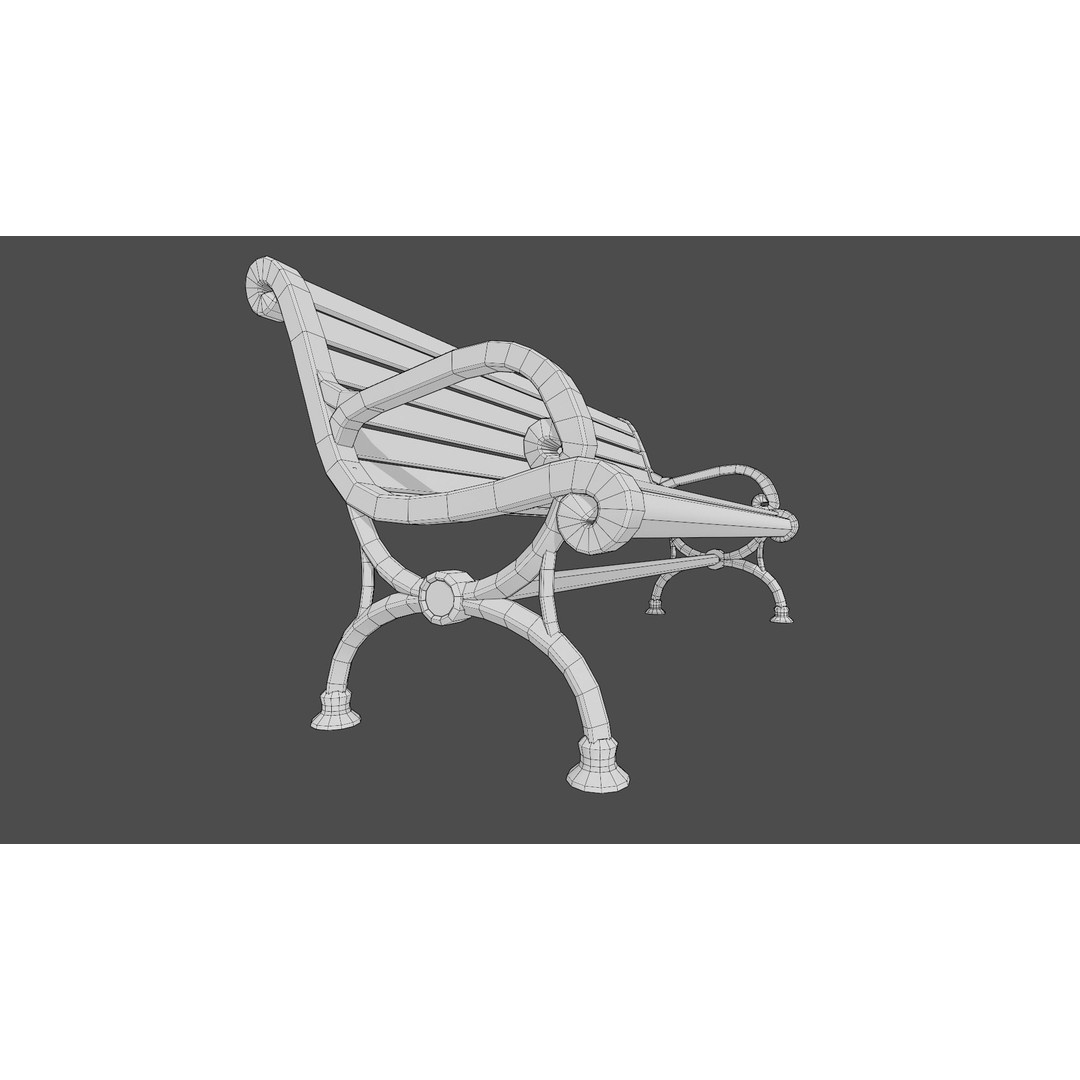 Victorian Street Bench 3D Model – Low Poly Game-Ready Asset, FBX & OBJ - View 6