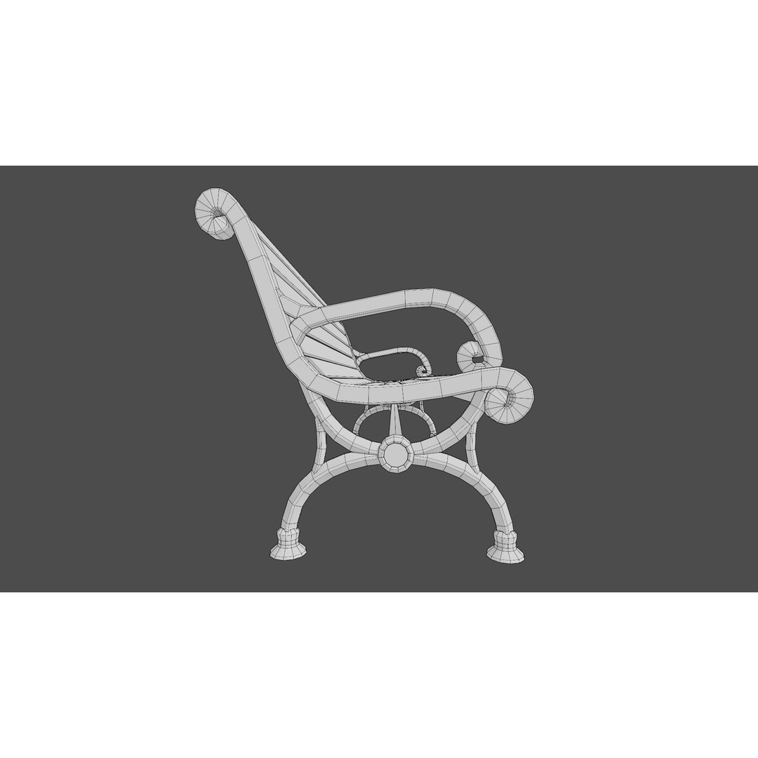 Victorian Street Bench 3D Model – Low Poly Game-Ready Asset, FBX & OBJ - View 8