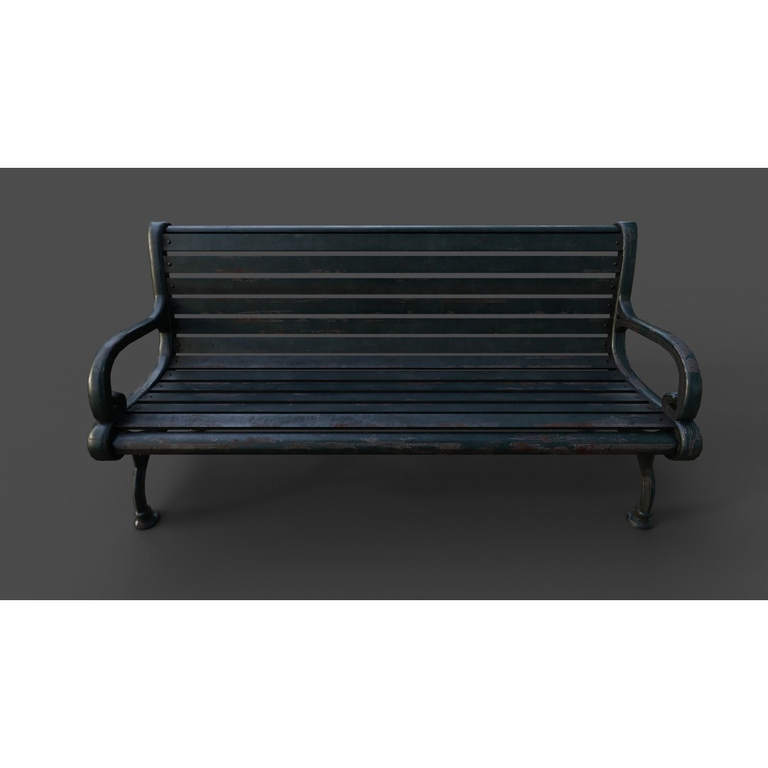 Victorian Street Bench 3D Model – Low Poly Game-Ready Asset, FBX & OBJ - View 9