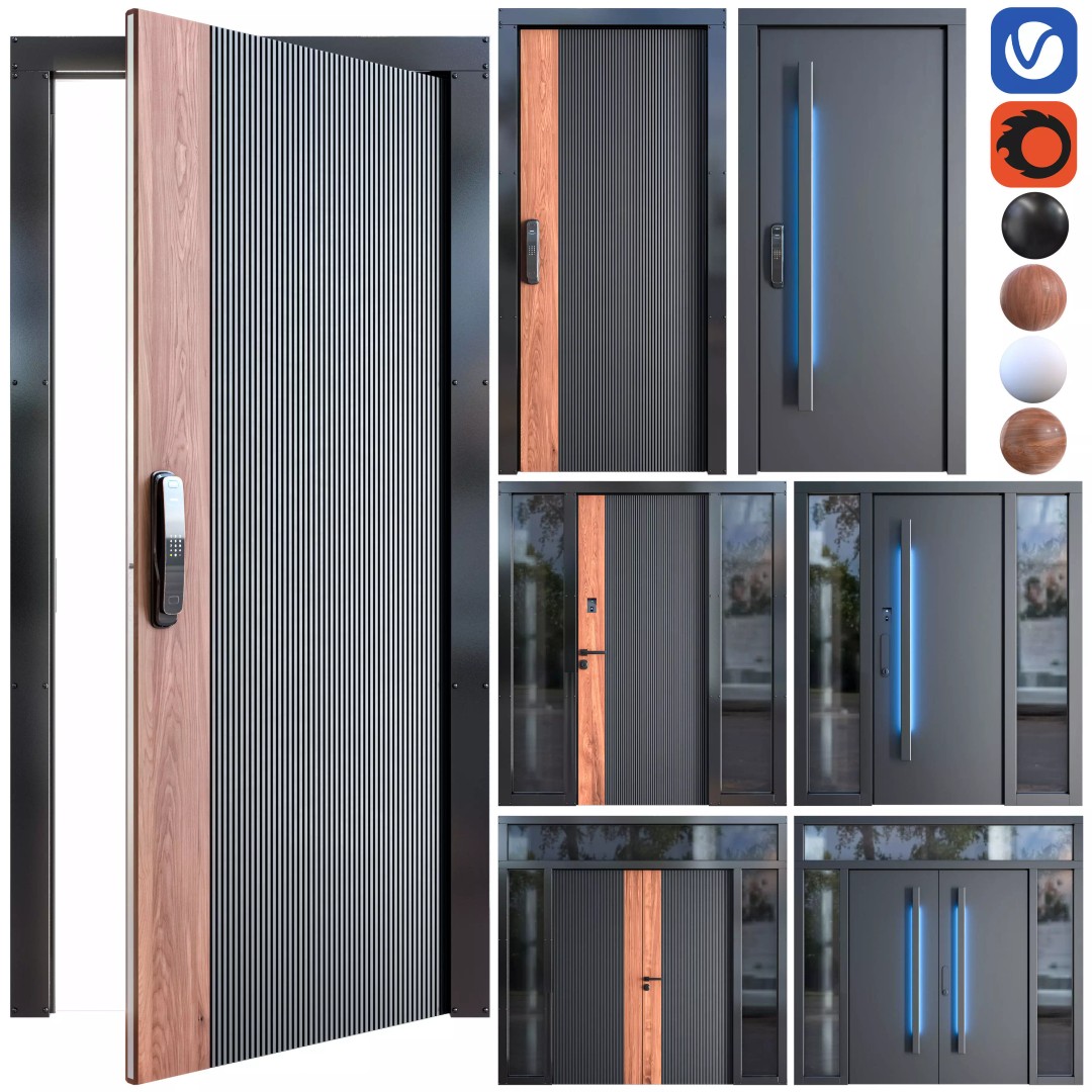 Contemporary Door 3D Model – Premium Design, PBR Textures, FBX - View 2