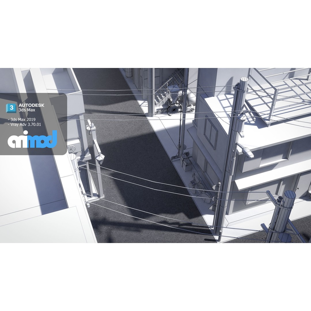 Japanese Residential Street 3D Model – Exterior Asset, FBX, PBR Textures - View 10