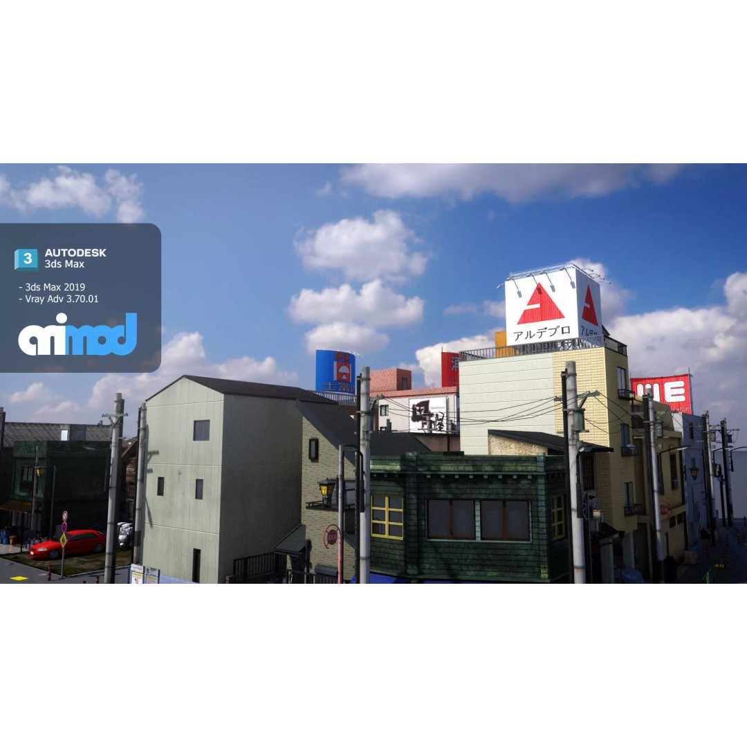 Japanese Residential Street 3D Model – Exterior Asset, FBX, PBR Textures - View 2