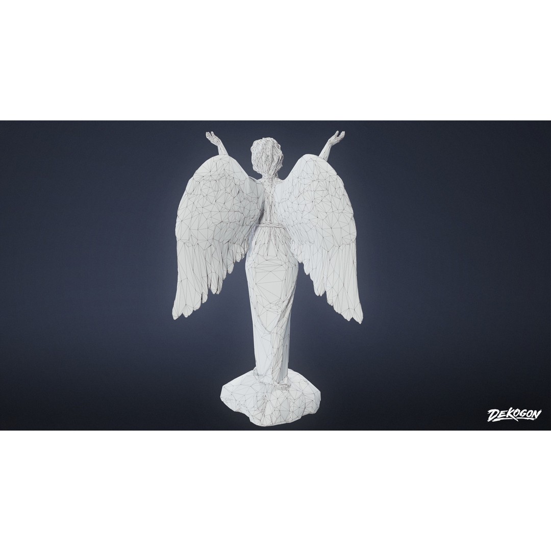 Cemetery Statue 3D Model – Low Poly PBR Game Asset, FBX