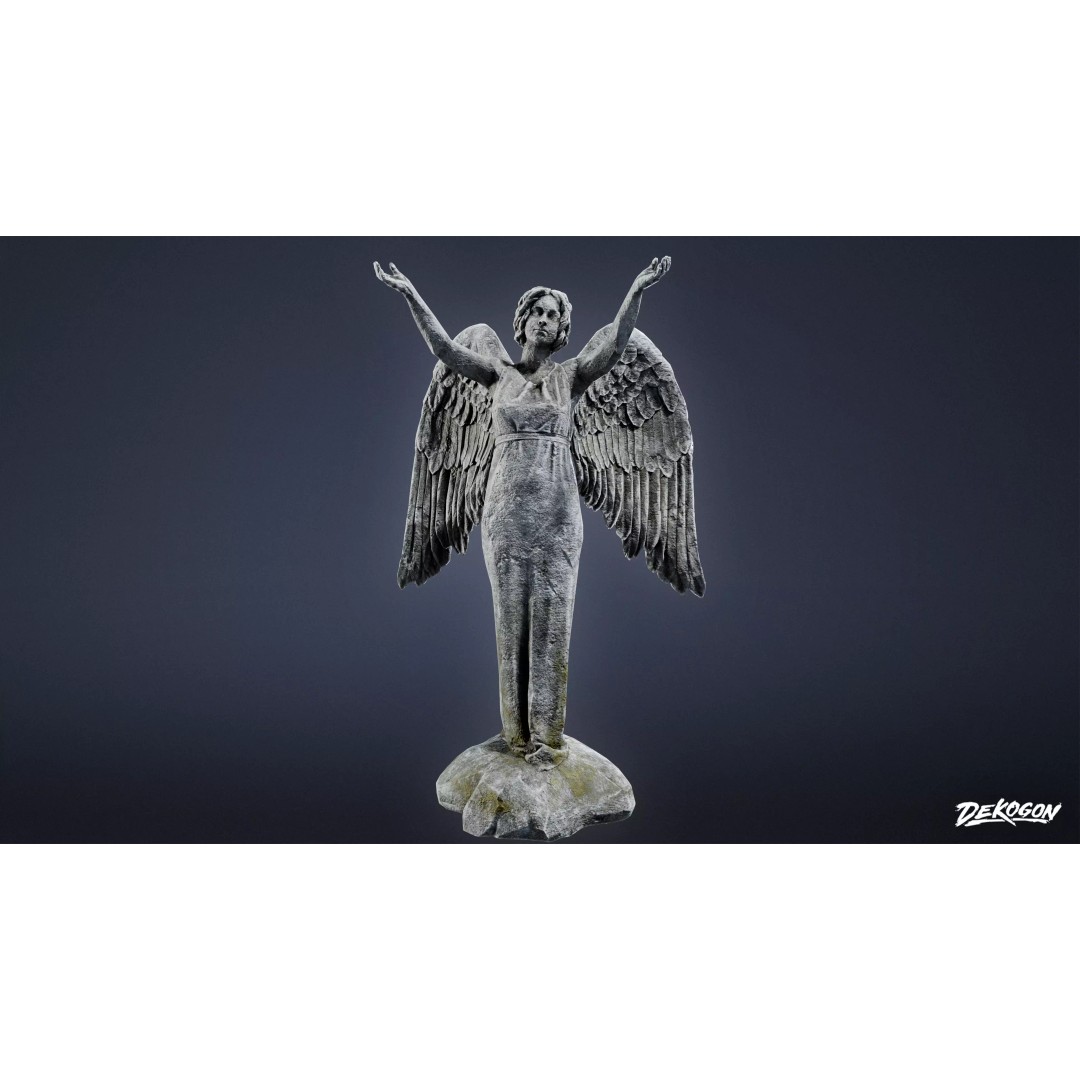 Cemetery Statue 3D Model – Low Poly PBR Game Asset, FBX - View 2