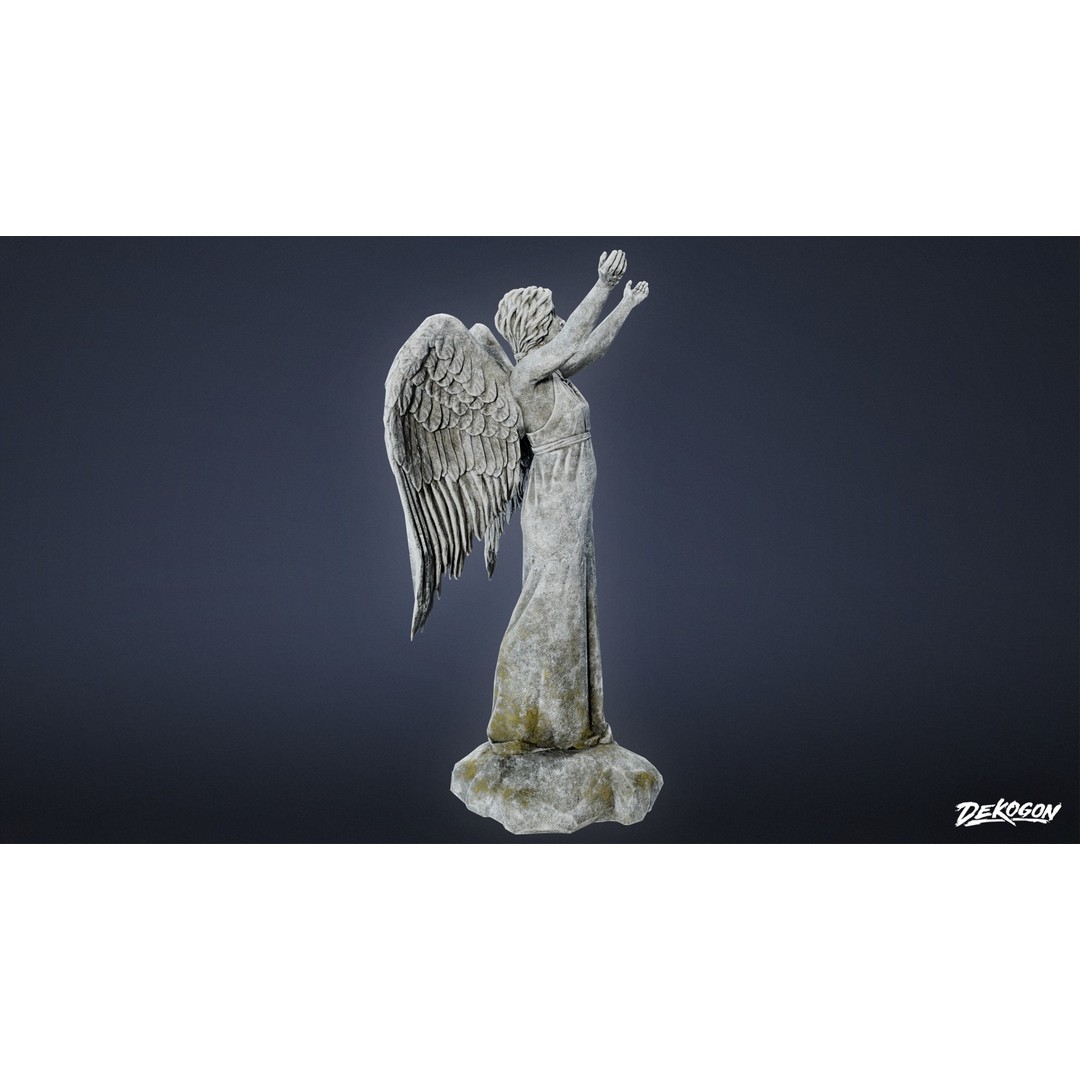 Cemetery Statue 3D Model – Low Poly PBR Game Asset, FBX - View 4