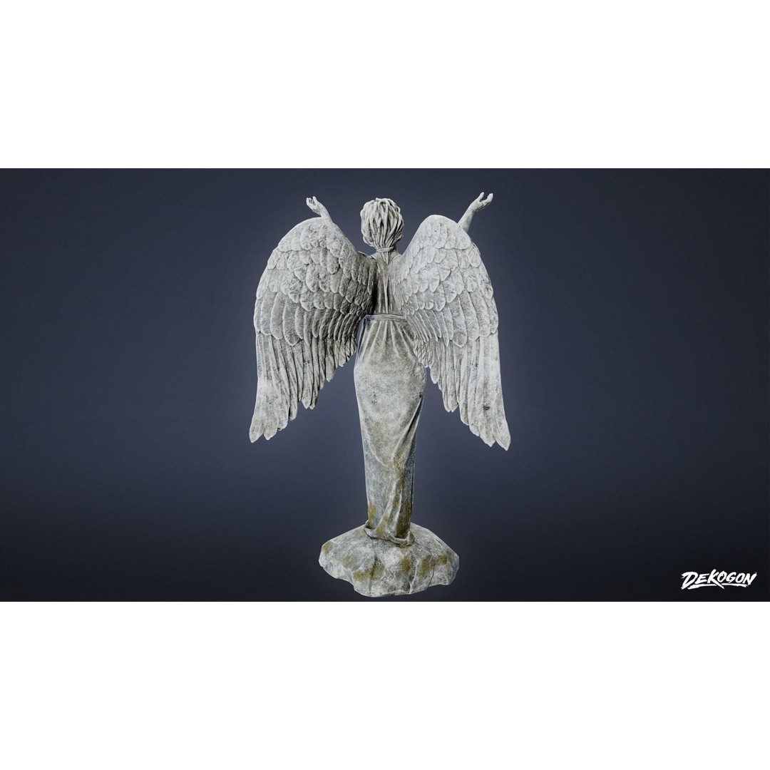 Cemetery Statue 3D Model – Low Poly PBR Game Asset, FBX - View 5