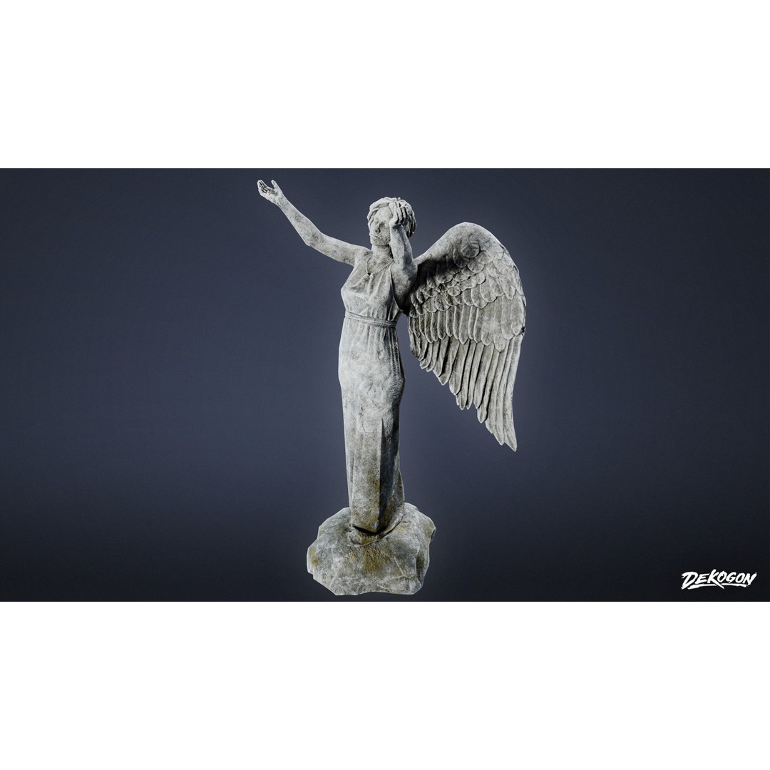Cemetery Statue 3D Model – Low Poly PBR Game Asset, FBX - View 6