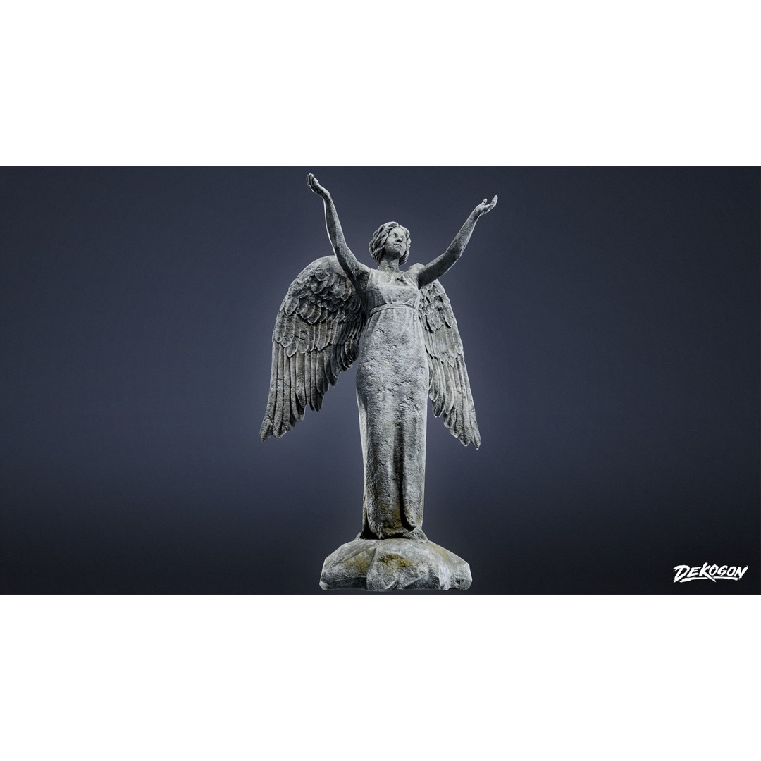 Cemetery Statue 3D Model – Low Poly PBR Game Asset, FBX - View 7