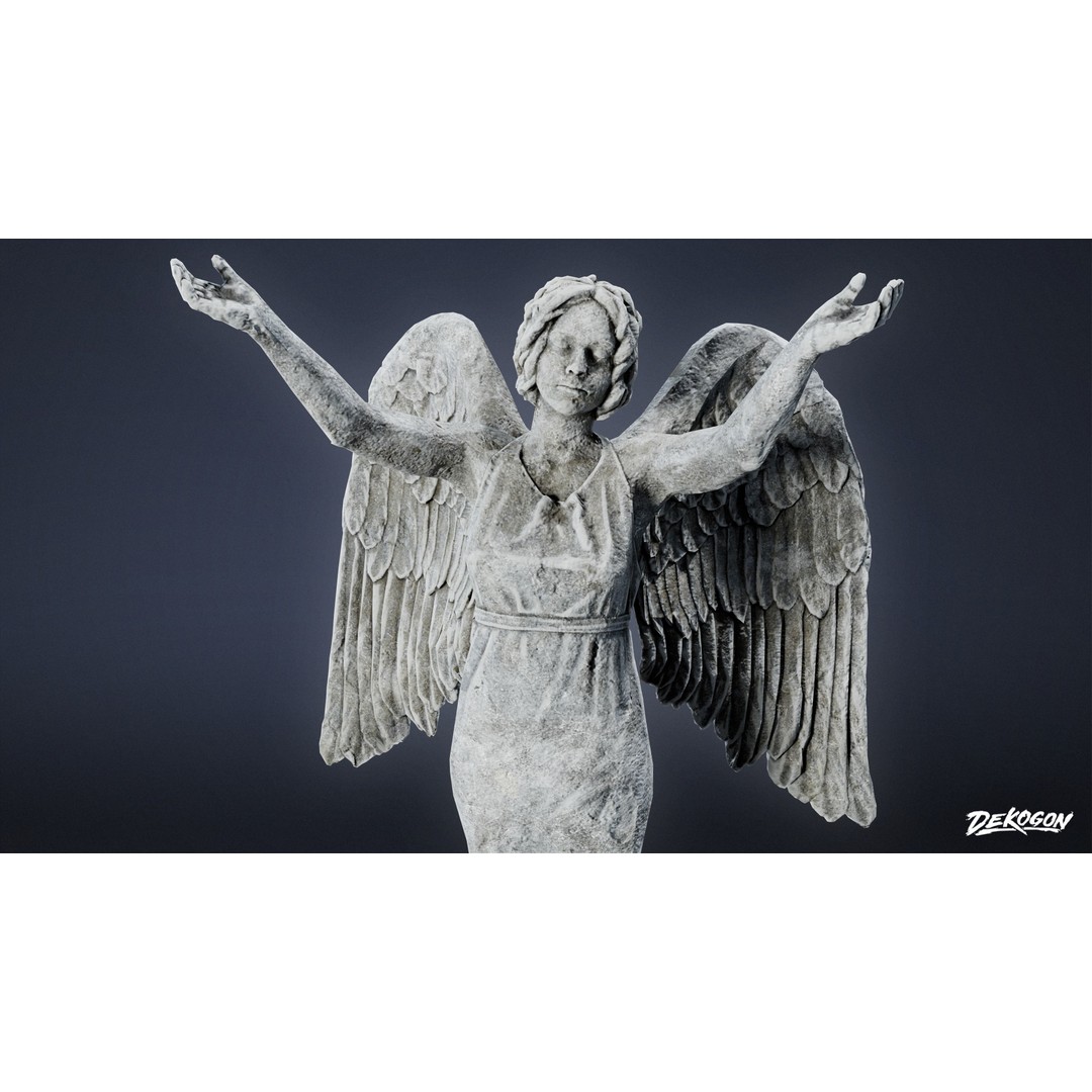Cemetery Statue 3D Model – Low Poly PBR Game Asset, FBX - View 8