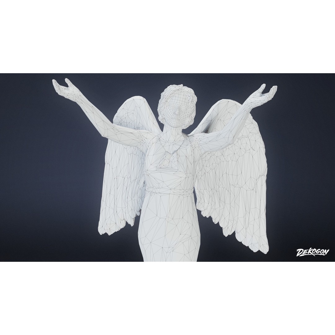 Cemetery Statue 3D Model – Low Poly PBR Game Asset, FBX - View 9