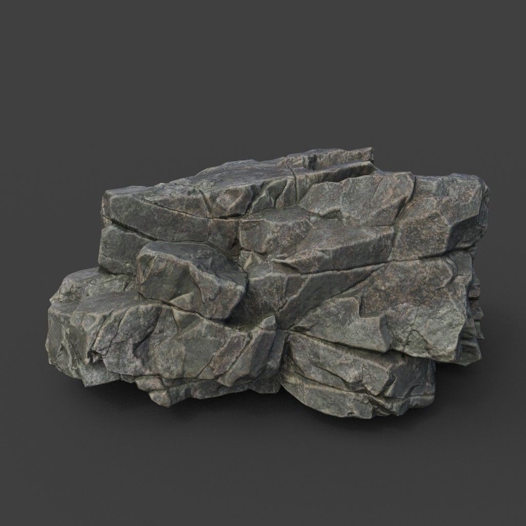 Cracked Black Rock 3D Model – Low Poly Landscape Asset, FBX, OBJ - View 11