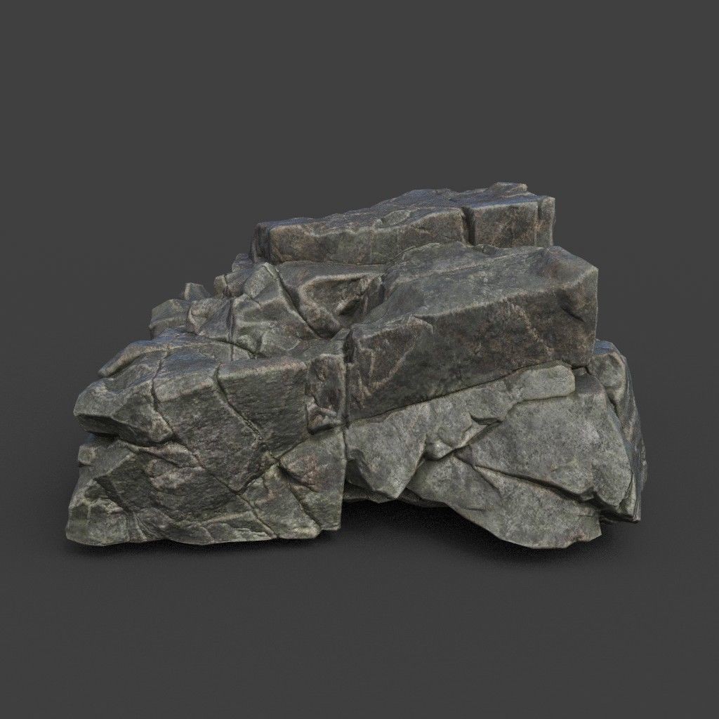 Cracked Black Rock 3D Model – Low Poly Landscape Asset, FBX, OBJ - View 13