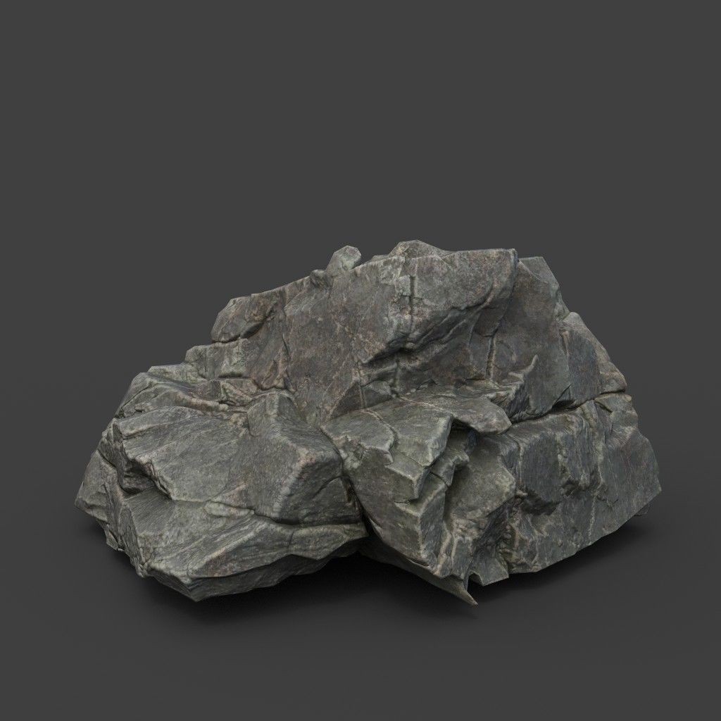 Cracked Black Rock 3D Model – Low Poly Landscape Asset, FBX, OBJ - View 15