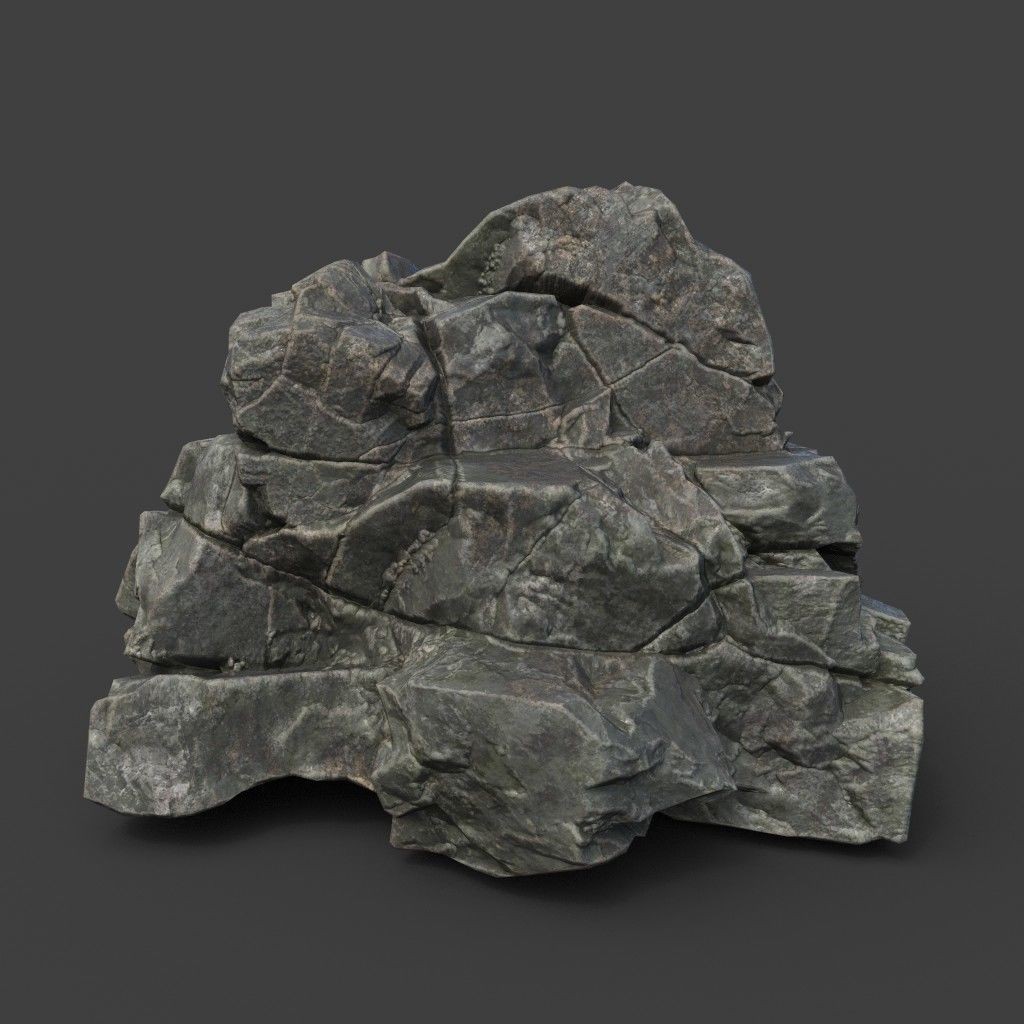 Cracked Black Rock 3D Model – Low Poly Landscape Asset, FBX, OBJ - View 17