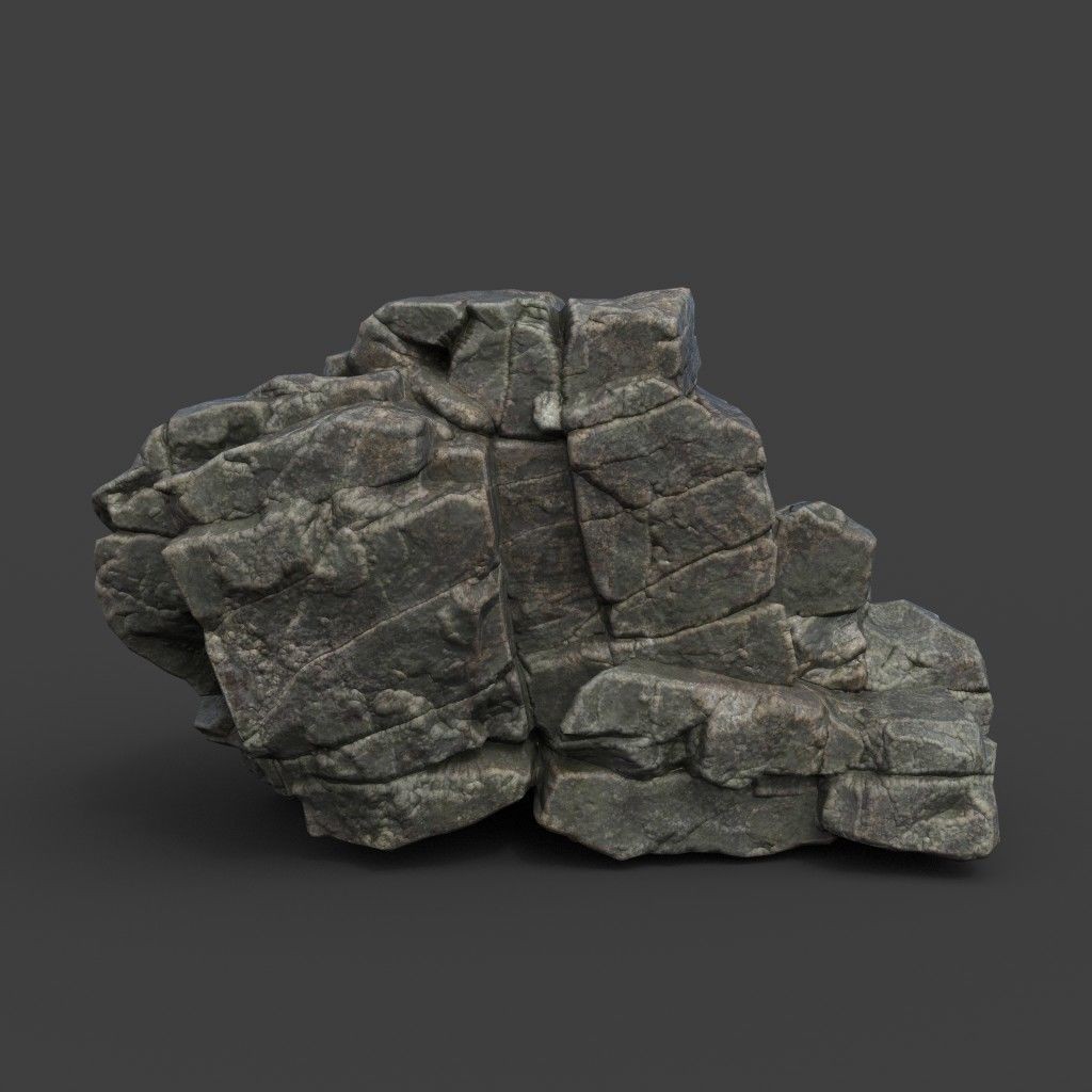 Cracked Black Rock 3D Model – Low Poly Landscape Asset, FBX, OBJ - View 5