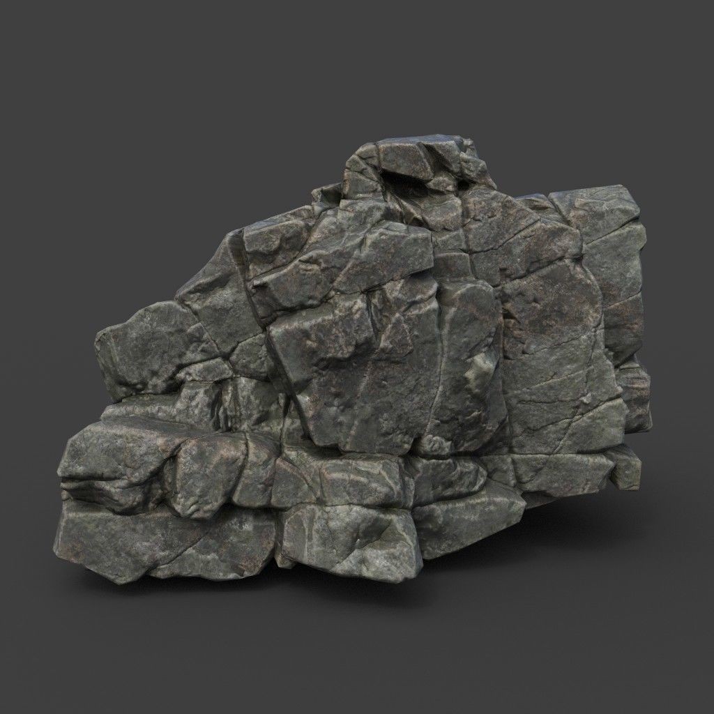 Cracked Black Rock 3D Model – Low Poly Landscape Asset, FBX, OBJ - View 7