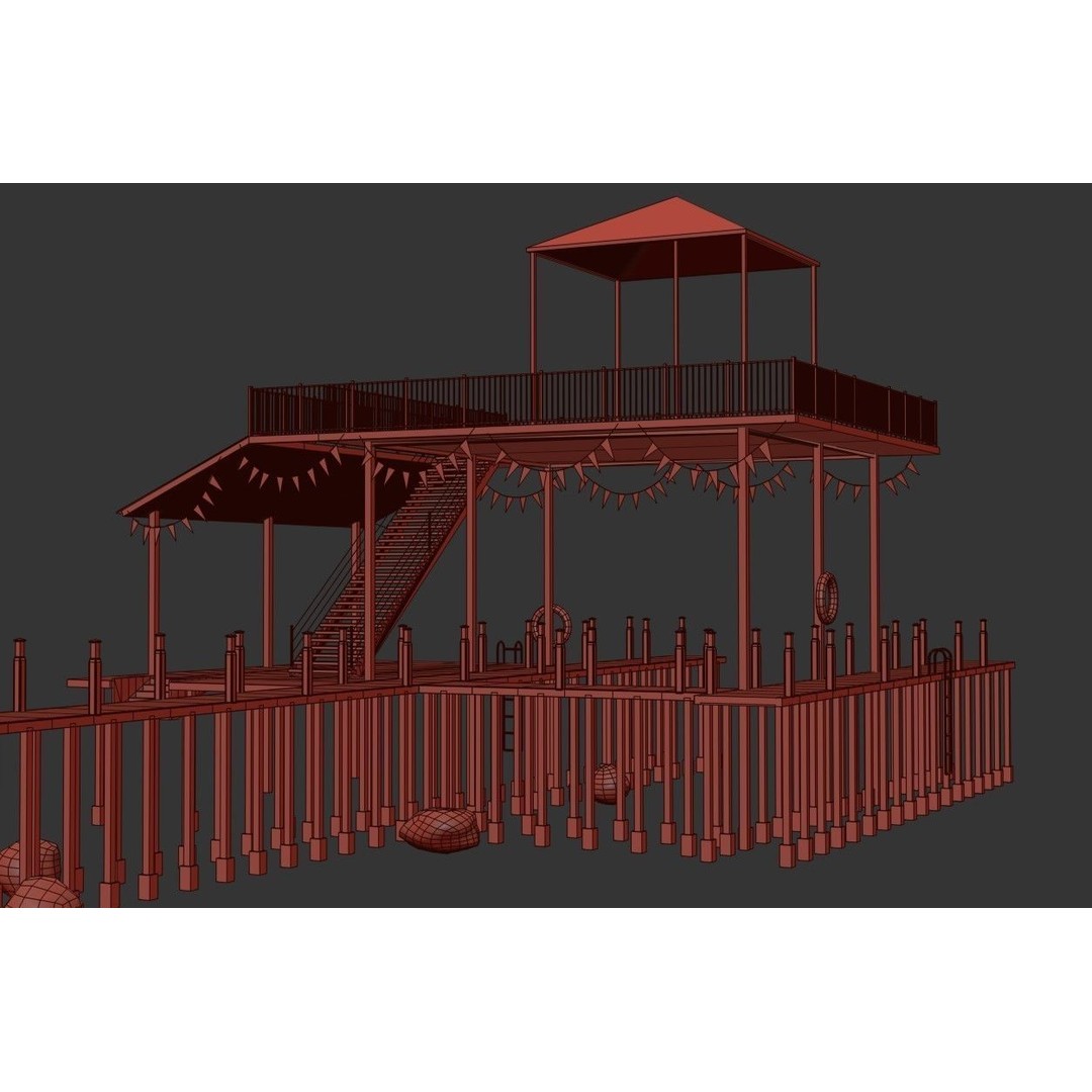 Old Dock 3D Model – Low Poly Game Asset with PBR Textures