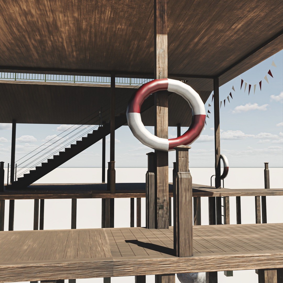 Old Dock 3D Model – Low Poly Game Asset with PBR Textures - View 12