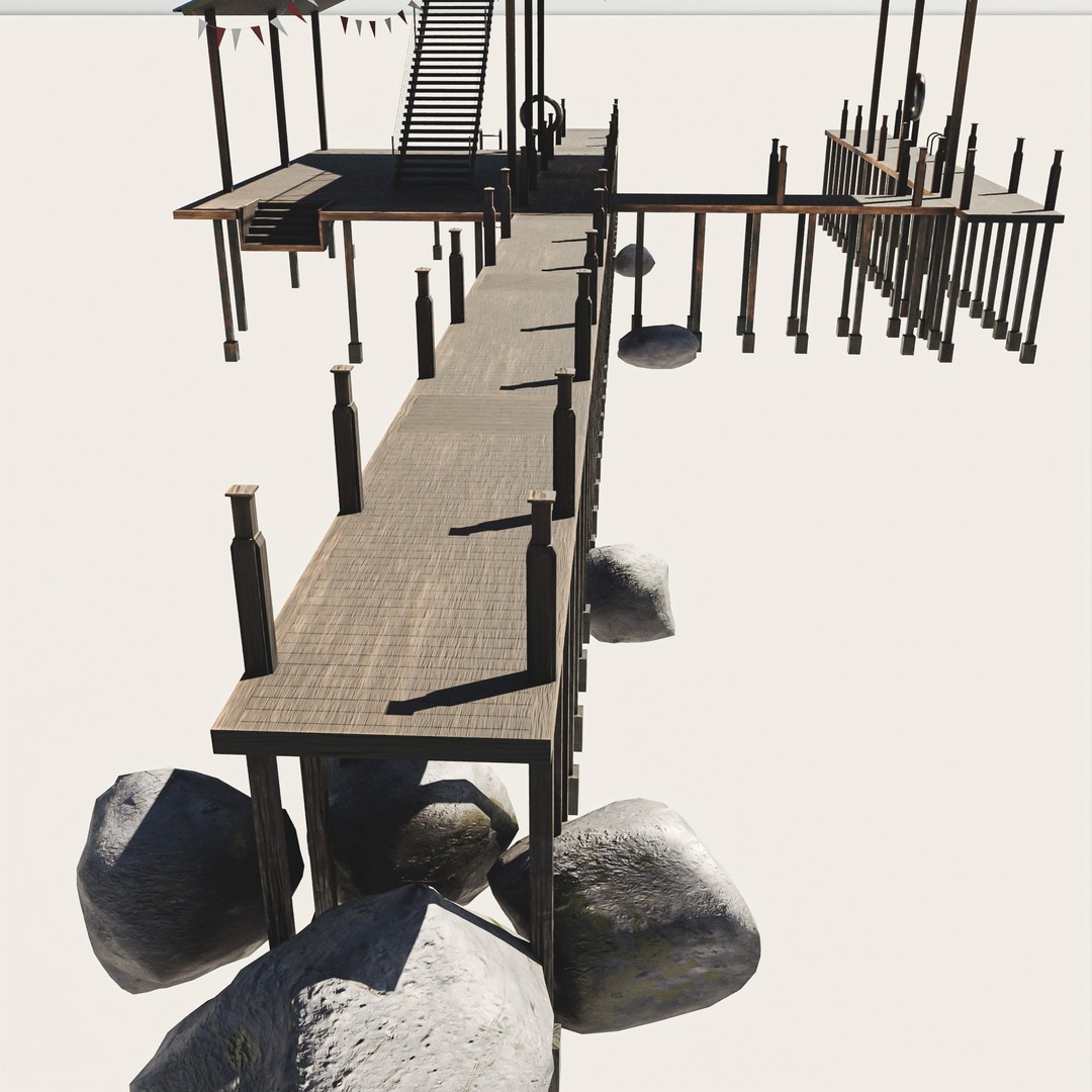 Old Dock 3D Model – Low Poly Game Asset with PBR Textures - View 15