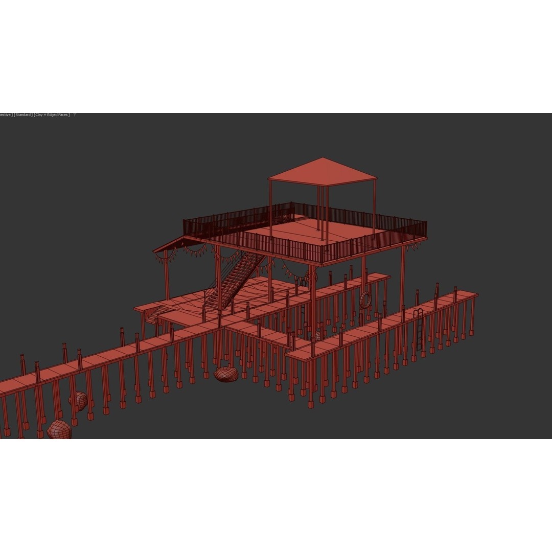 Old Dock 3D Model – Low Poly Game Asset with PBR Textures - View 17