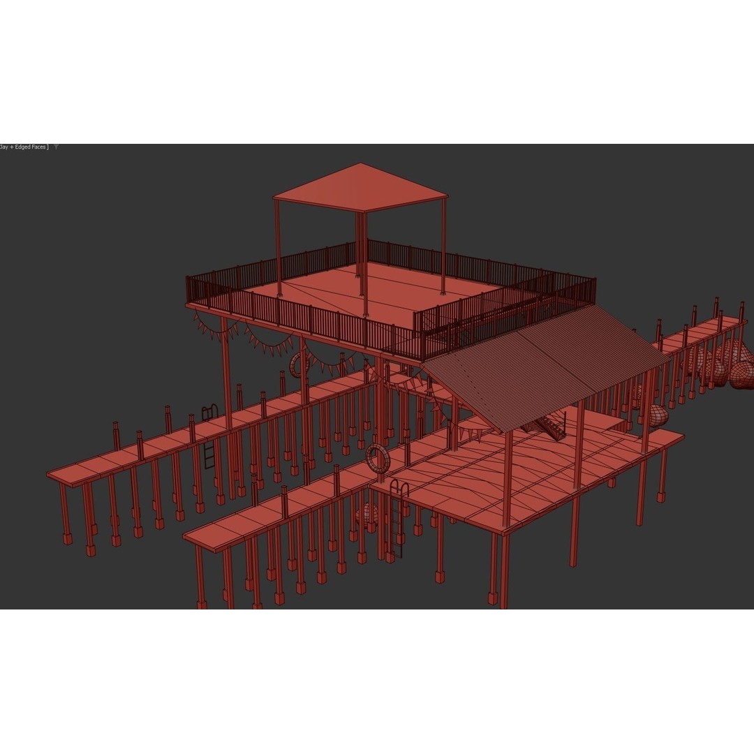 Old Dock 3D Model – Low Poly Game Asset with PBR Textures - View 18