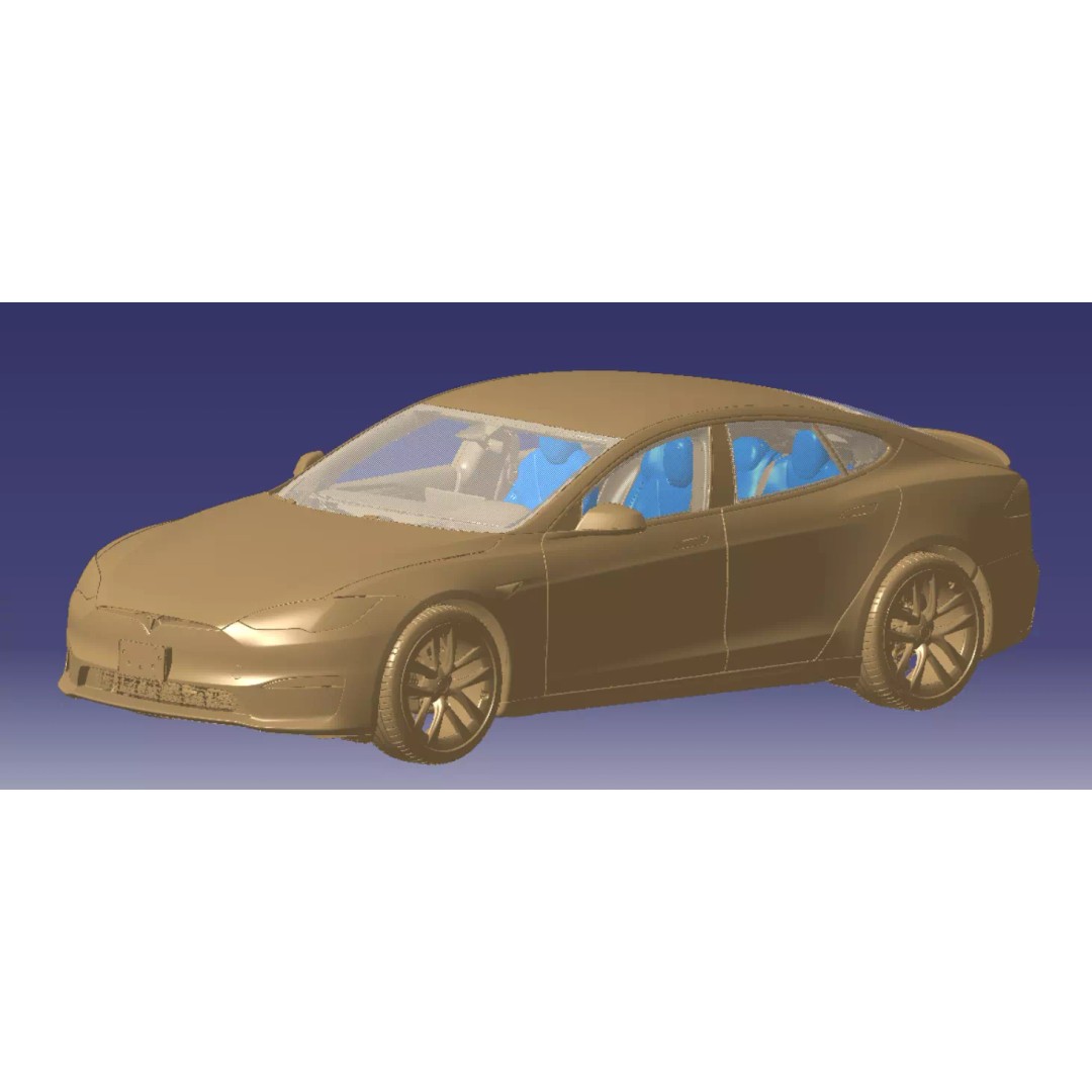 Tesla Model S Plaid 2021 3D Model – High Detail Scanned Vehicle, STL - View 2