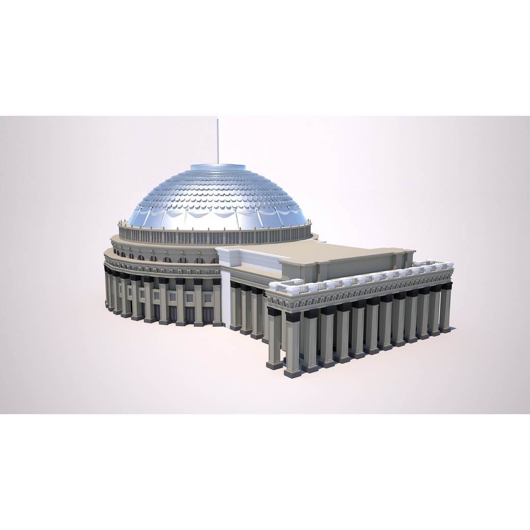 Novosibirsk Opera and Ballet Theatre 3D Model – High Poly Game Asset, FBX, OBJ, Blender - View 4