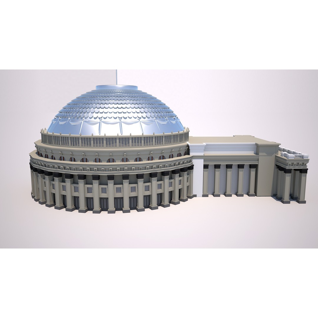 Novosibirsk Opera and Ballet Theatre 3D Model – High Poly Game Asset, FBX, OBJ, Blender - View 5