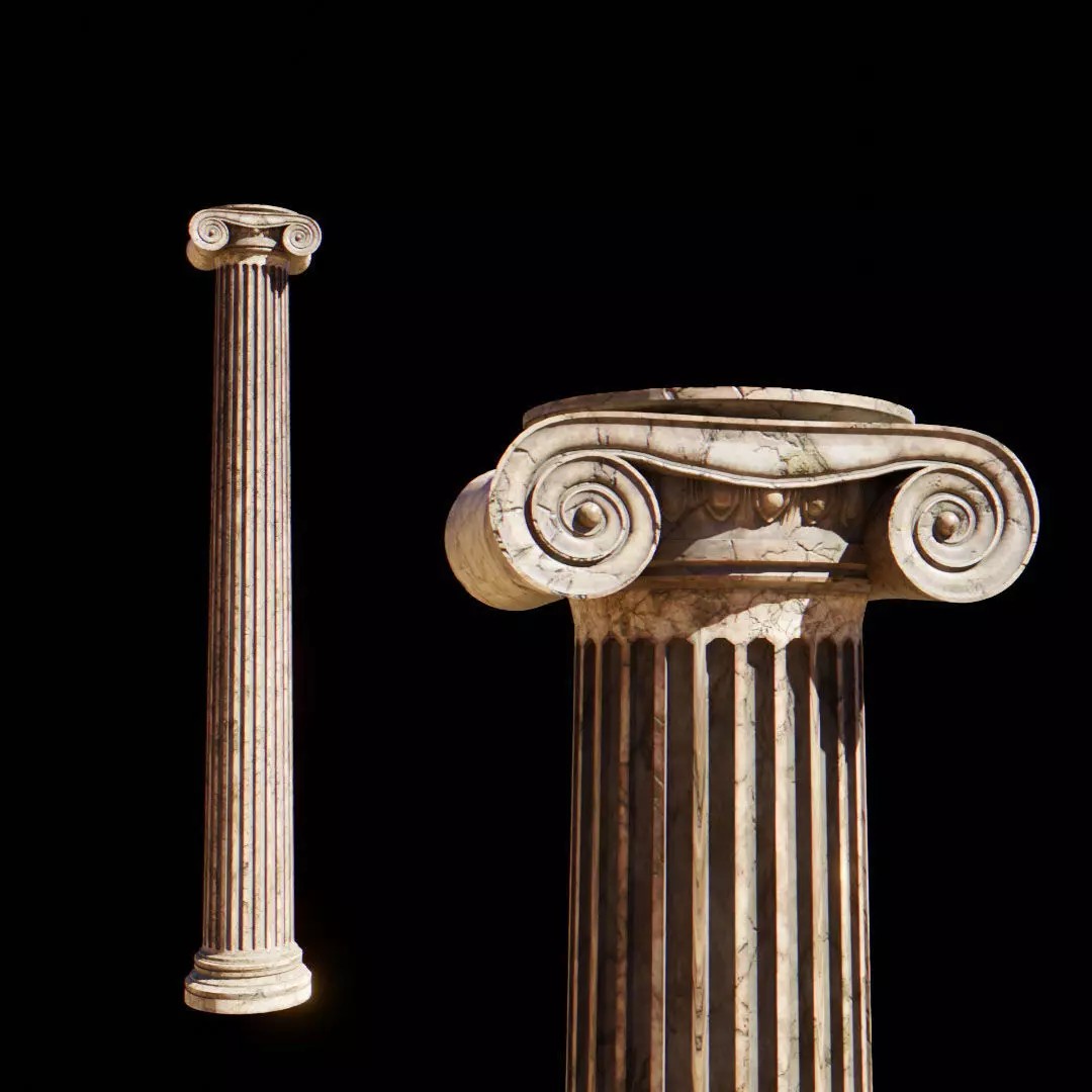 Ionic Column 3D Model – Classical Architectural Decoration, FBX - View 2