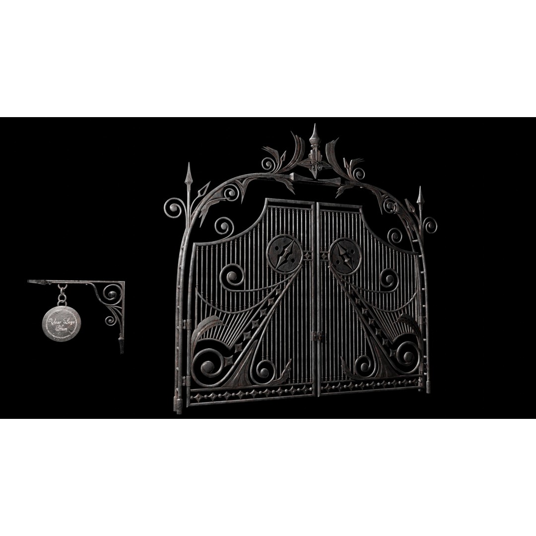 Gate and Portal 3D Model – Low Poly Game Asset, PBR Textures - View 10