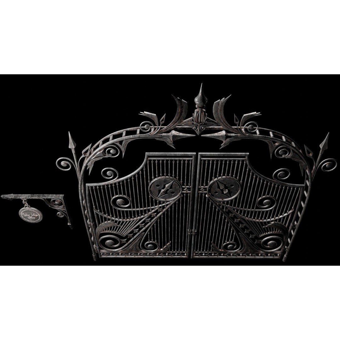 Gate and Portal 3D Model – Low Poly Game Asset, PBR Textures - View 11