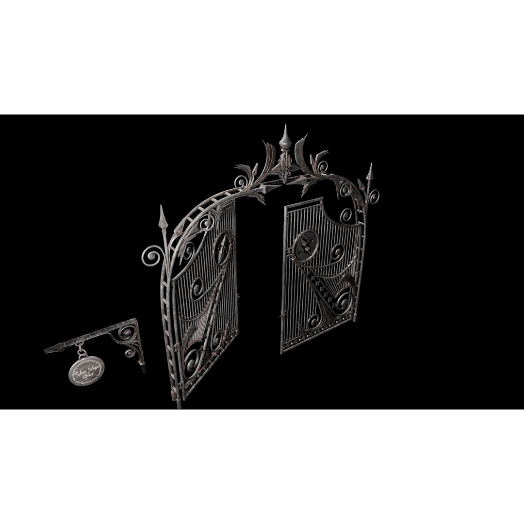 Gate and Portal 3D Model – Low Poly Game Asset, PBR Textures - View 6