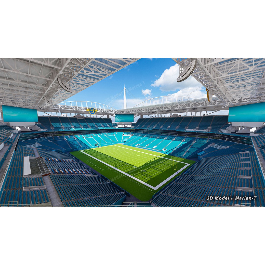 Hard Rock Stadium 3D Model – Low Poly Game Asset, FBX, OBJ - View 10