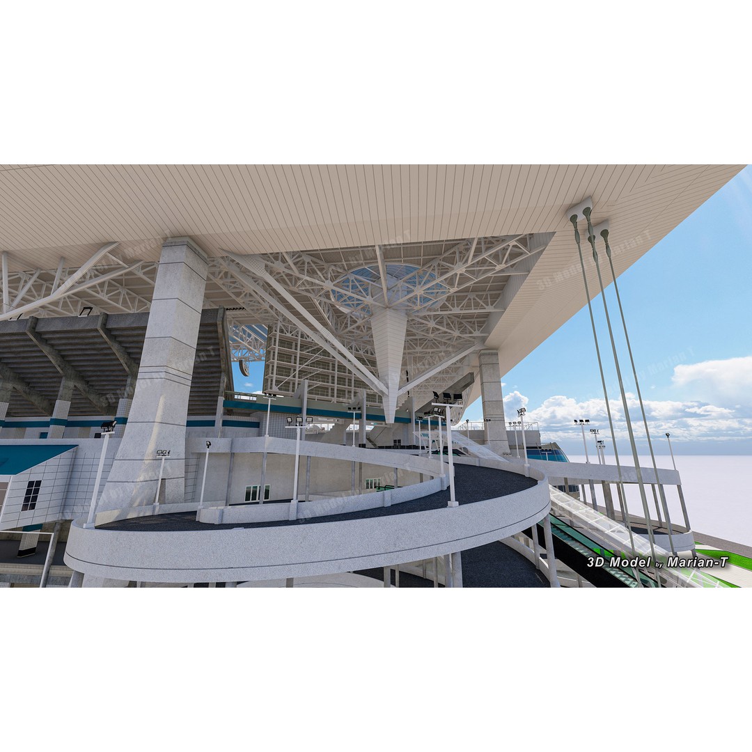 Hard Rock Stadium 3D Model – Low Poly Game Asset, FBX, OBJ - View 11