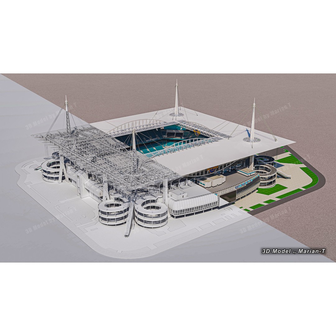 Hard Rock Stadium 3D Model – Low Poly Game Asset, FBX, OBJ - View 14
