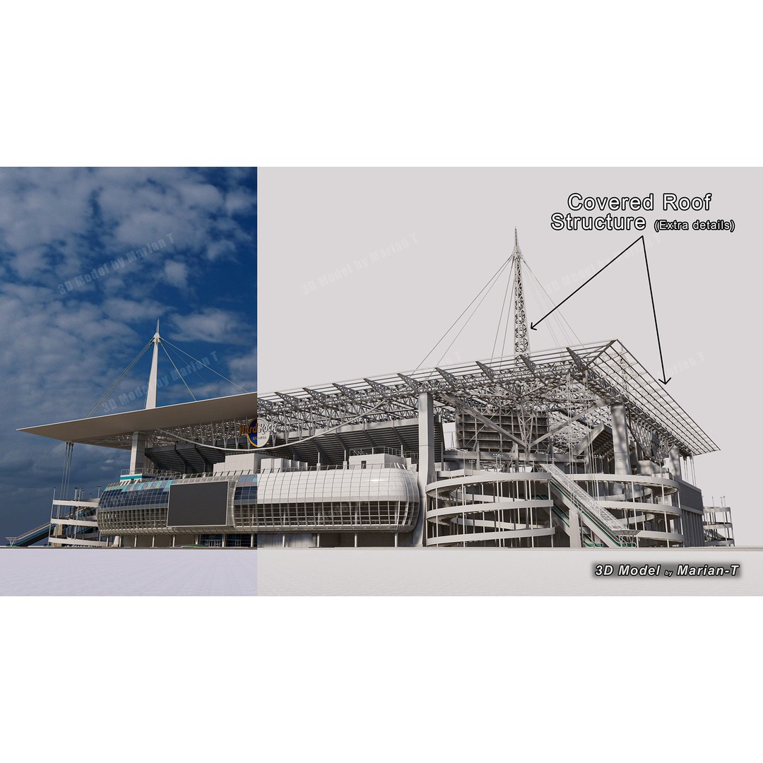 Hard Rock Stadium 3D Model – Low Poly Game Asset, FBX, OBJ - View 15