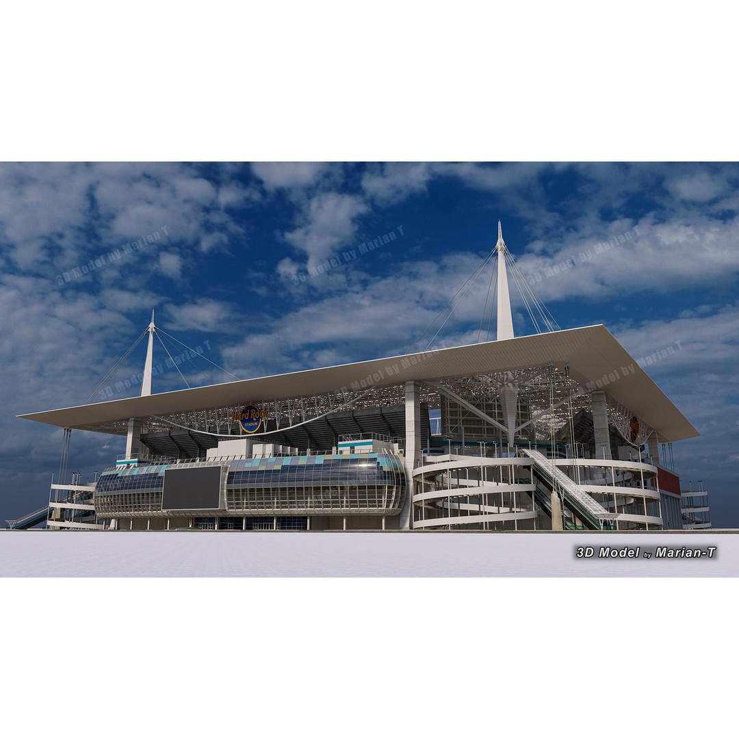 Hard Rock Stadium 3D Model – Low Poly Game Asset, FBX, OBJ - View 16